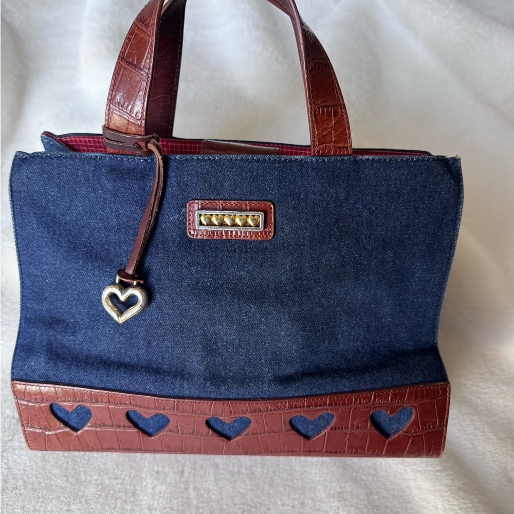 Brighton Boho Denim and Brown Leather Women's Bag